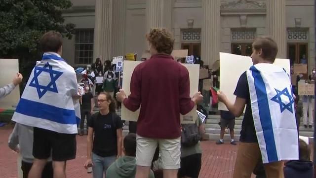 Some students rallied in support of Palestine and others in support of Israel on campus at UNC-Chapel Hill on Thursday.
