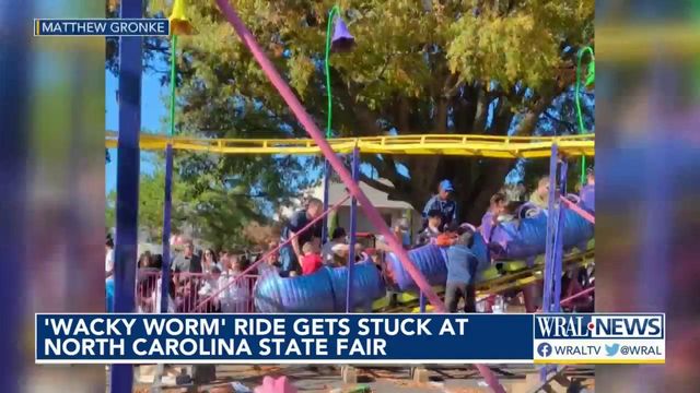 'Wacky Worm' ride gets stuck at North Carolina State Fair