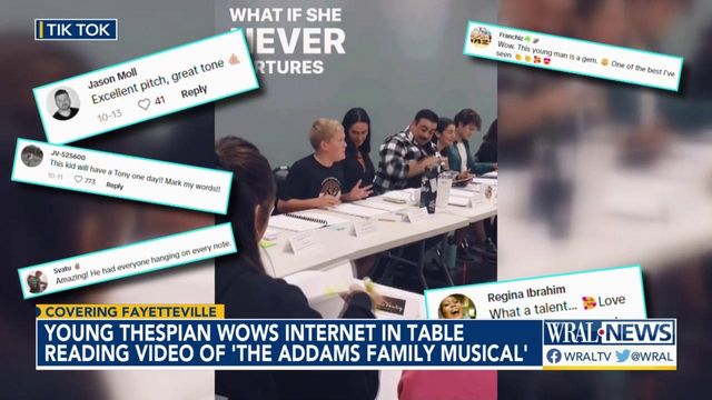 Young thespian wows internet over table reading video of 'The Addams Family' musical