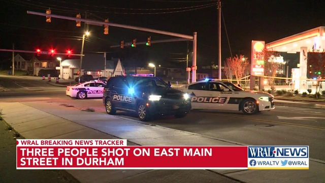 Three people shot on East Main Street in Durham