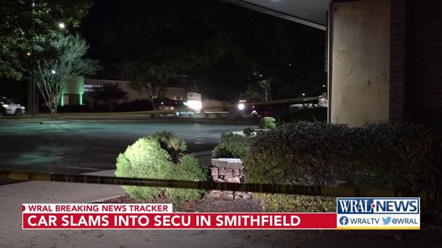 Car crashes into SECU bank Friday night in Smithfield