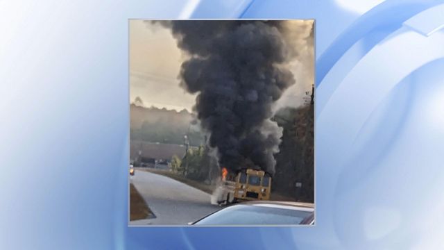Raw: School bus goes up in flames outside Harnett County elementary school