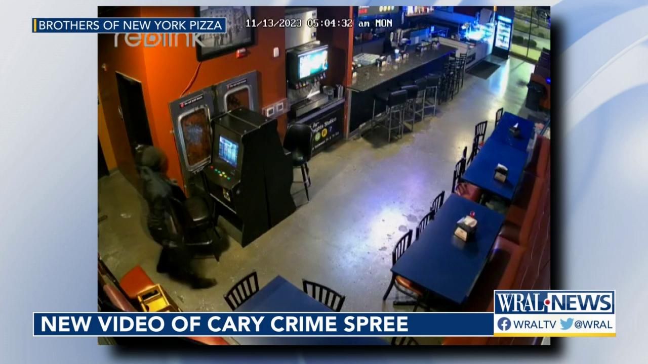 On cam: Videos show person who broke into five Cary businesses overnight