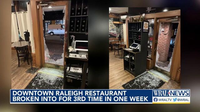 Downtown Raleigh restaurant broken into for third time in one week