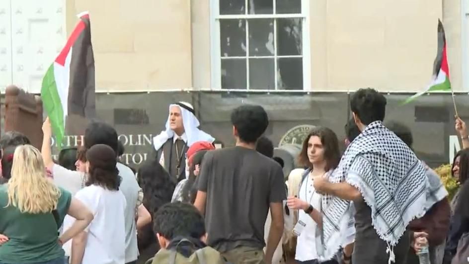 Pro-Palestine group marches from NC State bell tower to State Capitol