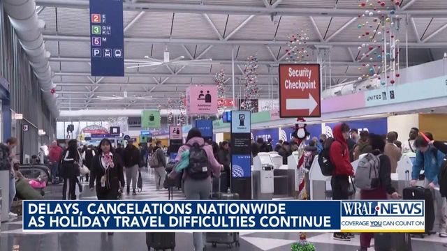 Delays, cancelations nationwide as holiday travel difficulties continue 