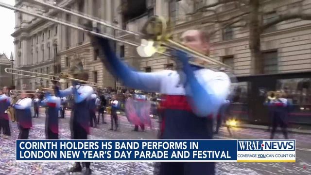 Corinth Holders band marches in London's New Year's Day parade