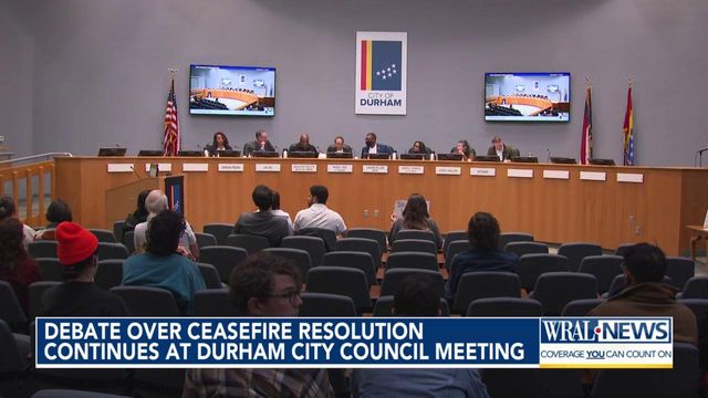 Debate over ceasefire resolution continues at Durham City Council meeting
