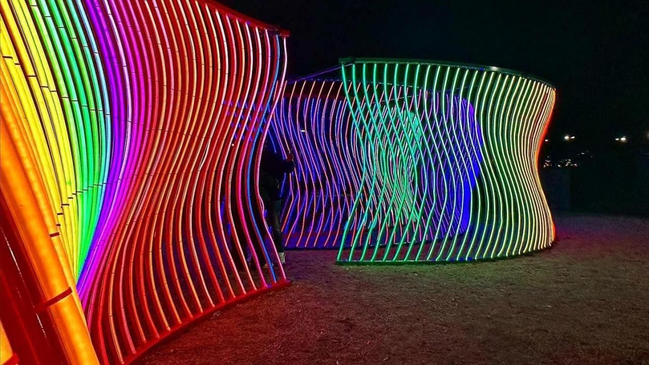 Whimsy & wonder:' Mysterious glowing maze, rainbow fort appear in