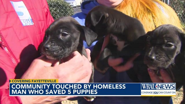 Fayetteville community touched by homeless man who saved five puppies