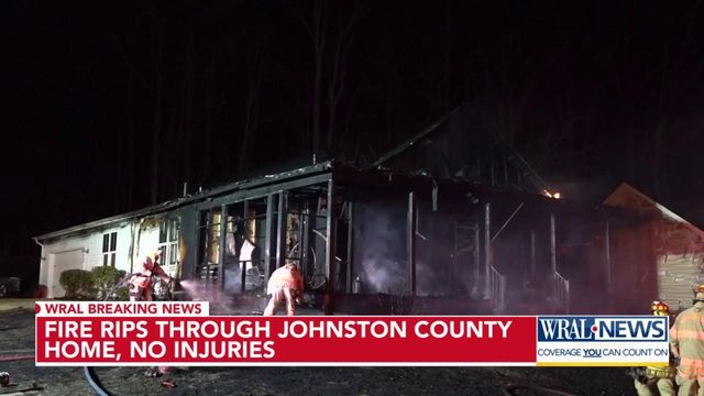 Fire rips through Johnston County home, no injuries  