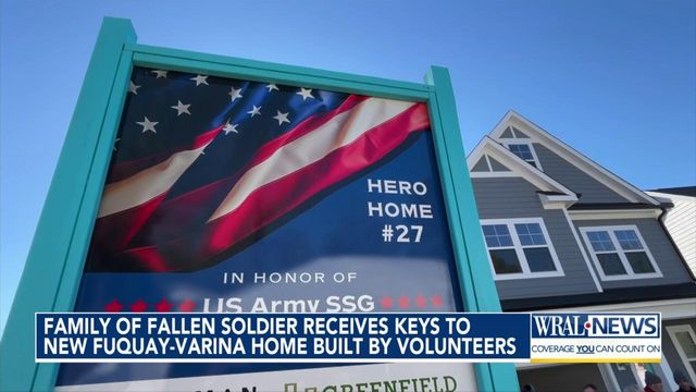 Family of fallen solider receives keys to new Fuquay-Varina home built by volunteers 
