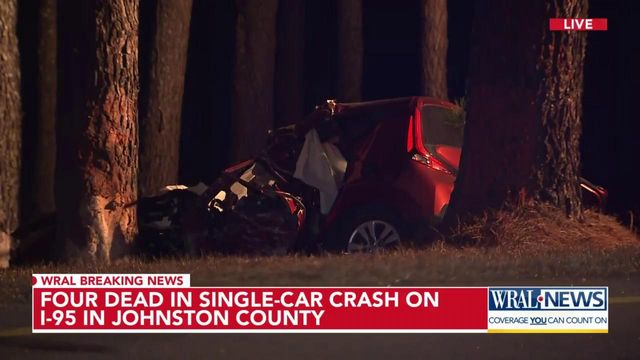 Four dead in single-car crash on I-95 in Johnston County