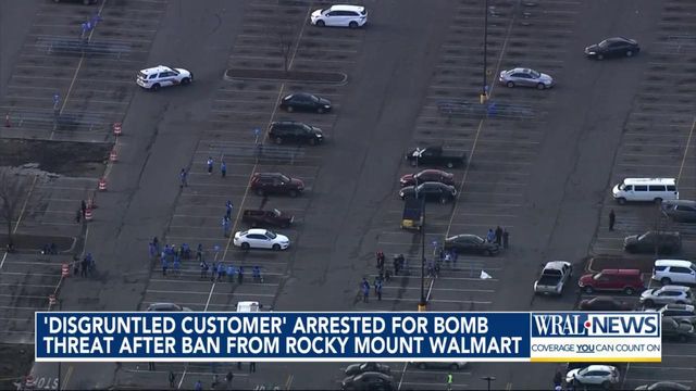 'Disgruntled customer' arrested for bomb threat after ban from Rocky Mount Walmart 