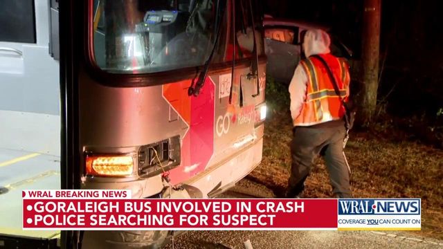 GoRaleigh bus involved in crash; police searching for driver who hit it