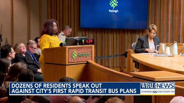 Dozens of residents speak out against city's first rapid transit bus plans