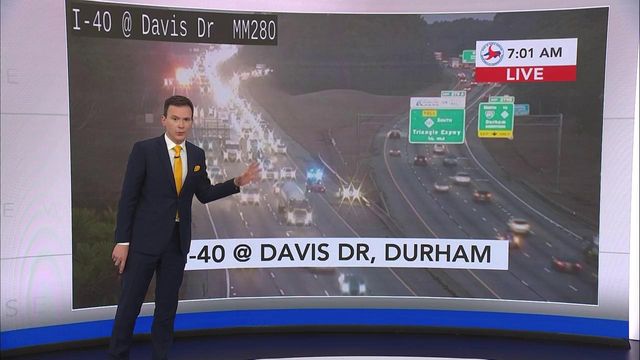 Crashes causing delays along I-40 in Durham