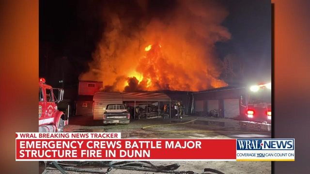 8 fire departments fight major fire near Dunn