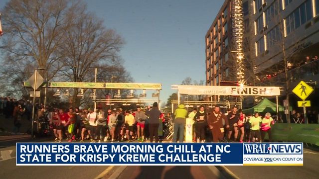 Runners brave morning chill at NC State for Krispy Kreme challenge 