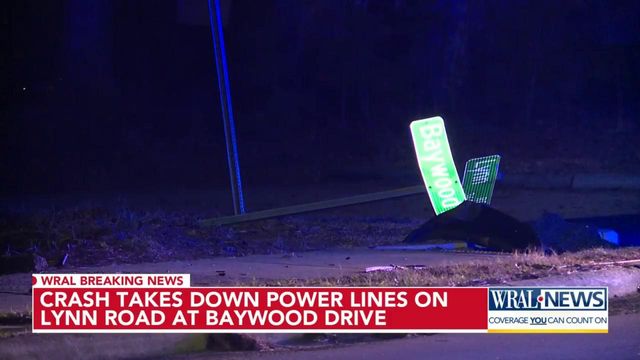 Crash takes down power lines on Lynn Road at Baywood Drive