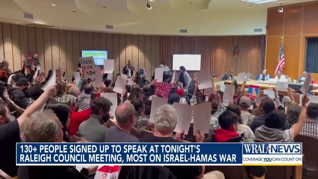More than 130 people signed up to speak at Raleigh City Council meeting, most on Israel-Hamas War