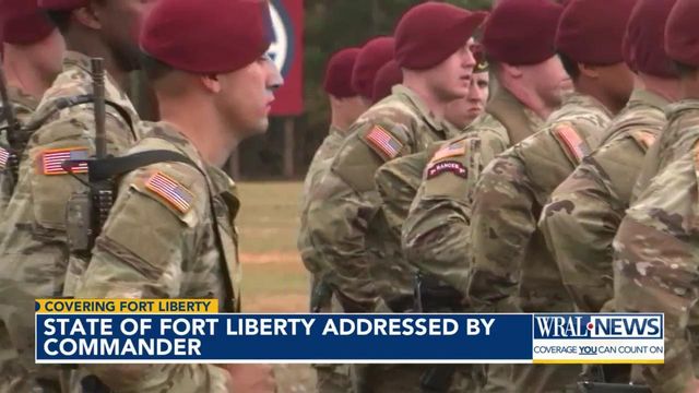 State of Fort Liberty addressed by commander 