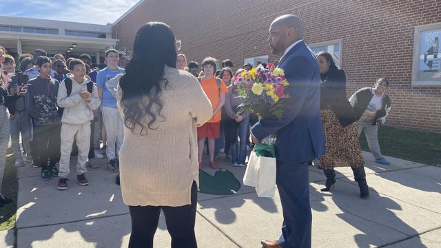 Brogden Middle School students, principal honor school bus driver who saved 28 students from bus fire