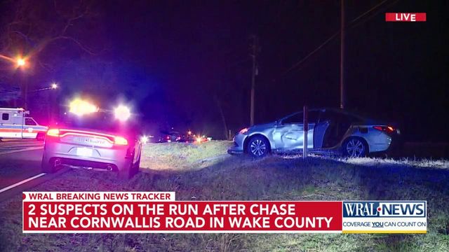 2 suspects on the run after chase near Cornwallis Road in Wake County