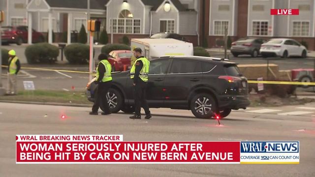 Woman seriously injured after being hit by car on New Bern Ave. in Raleigh