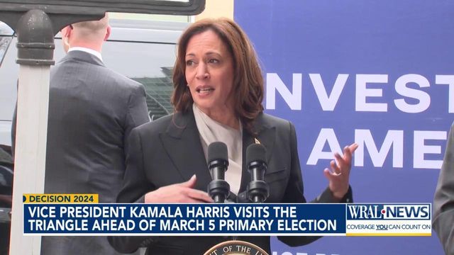 Vice President Kamala Harris visits the Triangle ahead of March 5 primary election 