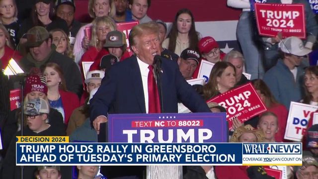 Trump holds rally in Greensboro ahead of Tuesday's primary election  