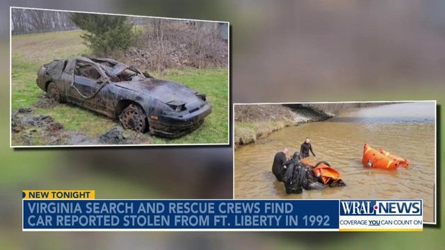 Submerged car found more than 30 years after it was stolen from Fort Liberty