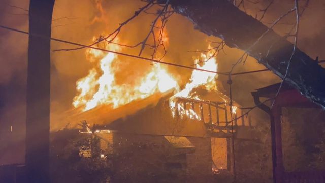 Neighbor captures video of Durham home being engulfed in flames