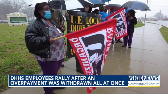 State employees rally after an overpayment was withdrawn all at once