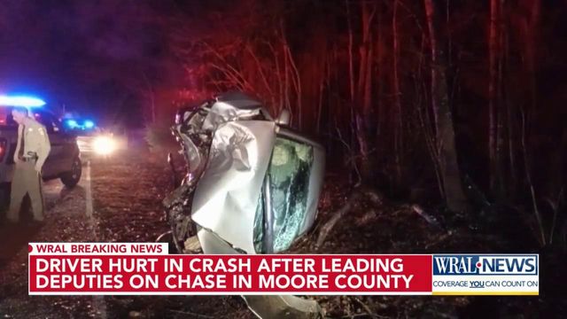 Driver hurt in crash after leading Moore County deputies on chase