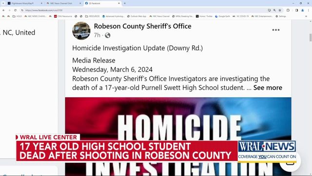 17-year-old high school student dead after shooting in Robeson County