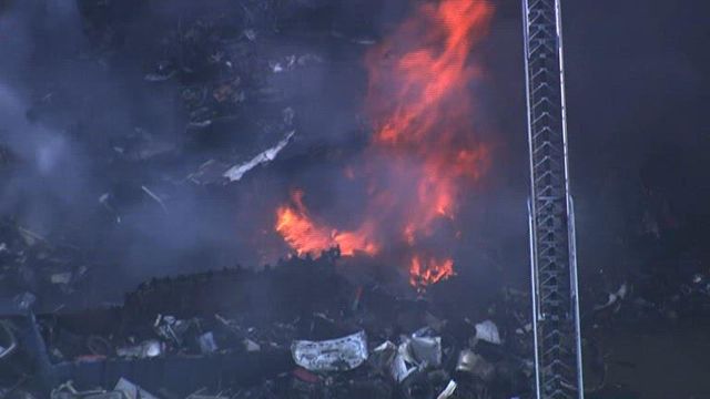 Massive fire mostly contained at Rocky Mount scrap yard