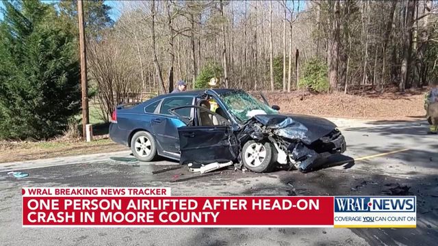One person airlifted after head-on crash in Moore County
