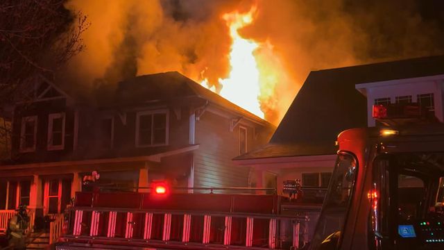 'Felt it across the street:' Large flames shoot from roof of North Raleigh home