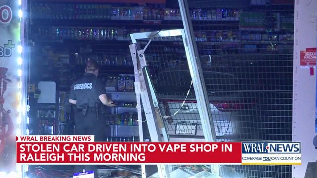 Stolen car drives into vape shop Sunday morning in Raleigh