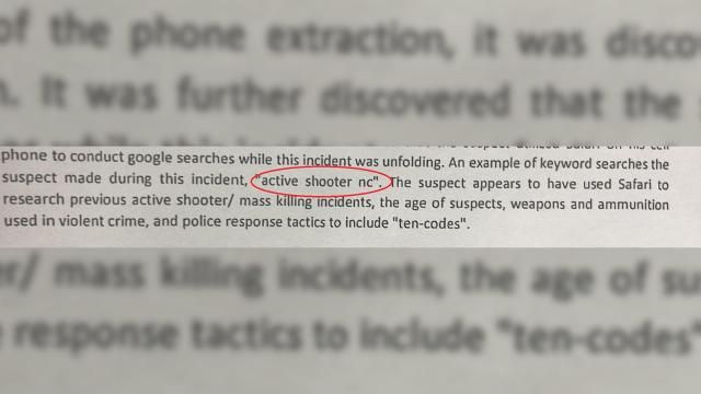 Snip of search warrant for Austin Thompson's cell phone