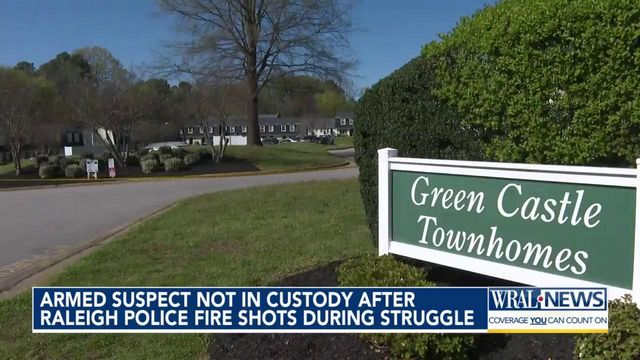 Armed suspect not in custody after Raleigh police fire shot during struggle