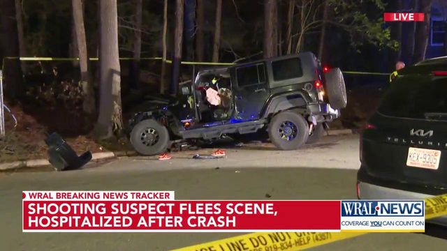 One person shot at Sanderford Road Community Center in Raleigh, suspect hospitalized after Jeep crash