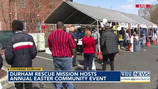 Durham Rescue Mission serves crowds at Easter dinner and Easter basket giveaway