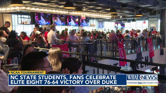NC State students, fans celebrate Elite Eight 76-64 win over Duke