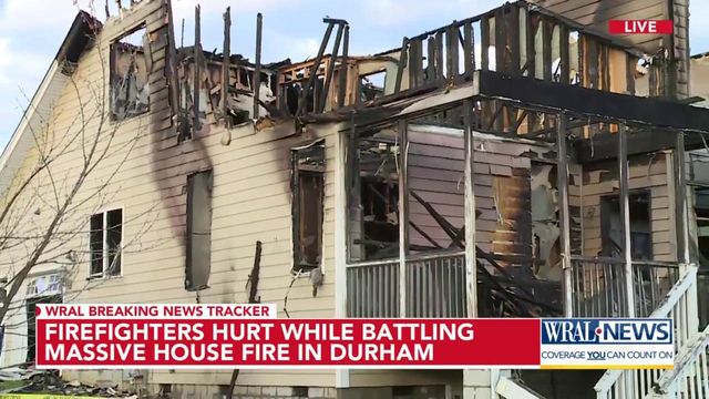 Firefighters hurt while battling massive house fire in Durham 