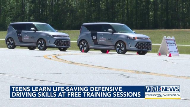 Teens learn defensive driving techniques at free training session