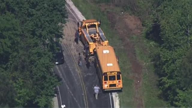 Six students, driver okay after school bus overturns in Harnett County