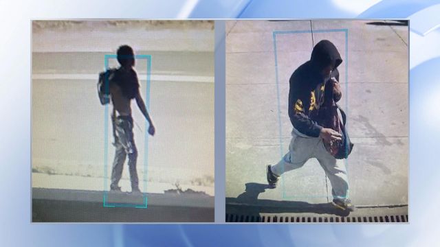 Surveillance photos show two people who may be involved in the shooting, one who was wearing a backpack.