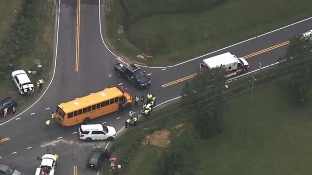 The incident involved a school bus from Corinth Holders Elementary School at NC 96 and Earpsboro Road in Johnston County.